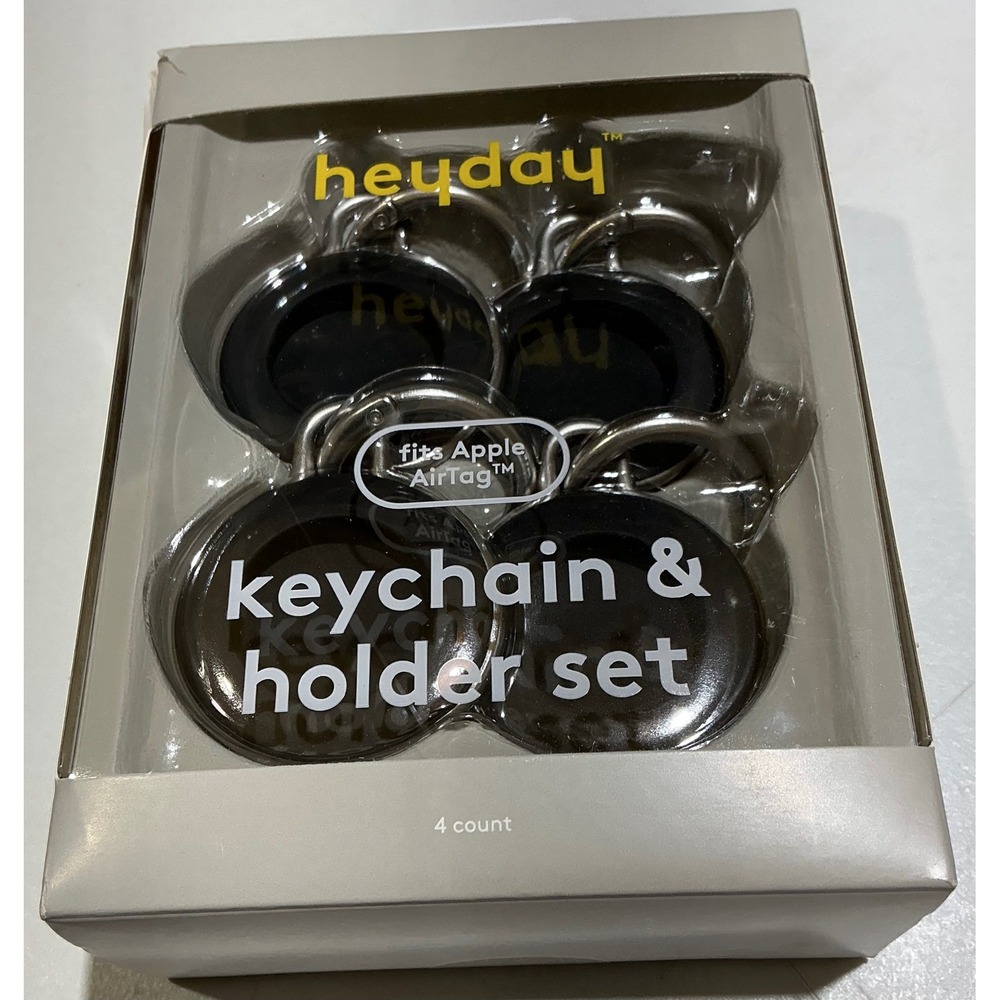 Heyday 4 Pack Keychain Holders for Apple AirTag Black Carabiner Clips New